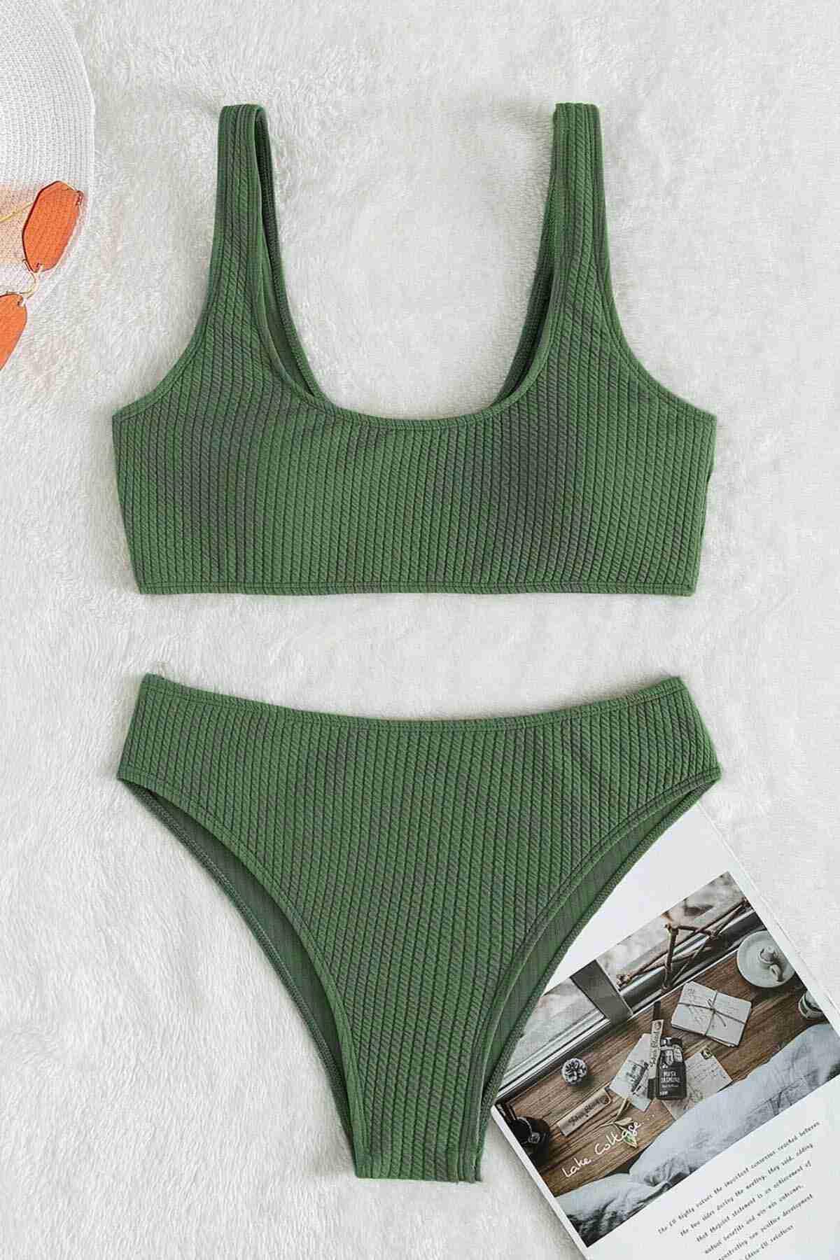 Aria’s%20Closet%20Özel%20Fitilli%20Kumaş%20Tankini%20Bikini%20Üstü%20Yeşil