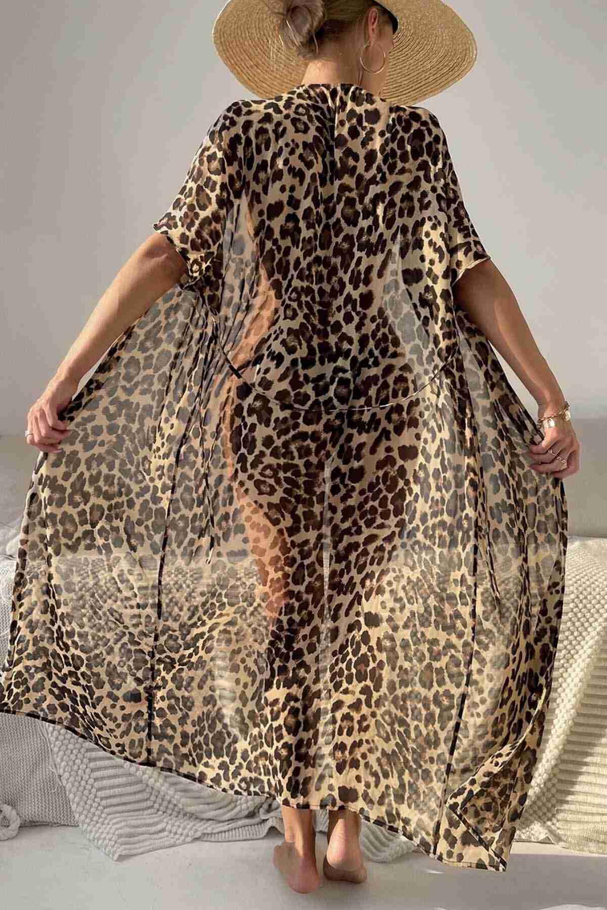 Aria’s%20Closet%20Şifon%20Uzun%20Önden%20Bağlamalı%20Leopar%20Plaj%20Elbisesi%20Pareo%20Kimono%20Çok%20Renkli