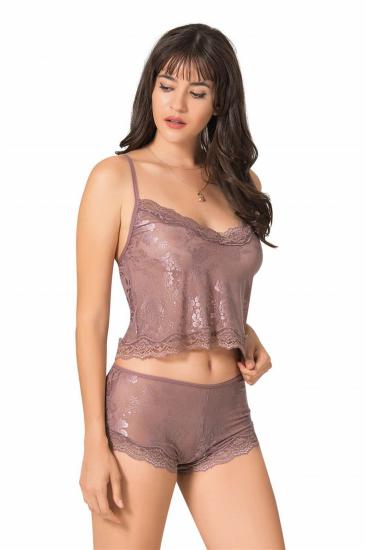 Aria’s Closet Vizon Jakarlı Babydoll Şort Takımı