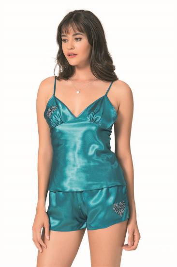 Aria’s Closet Petrol Saten Babydoll Şort Takımı