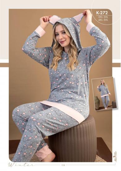 Aria’s Closet Büyük Beden Kapşonlu Pijama Takımı