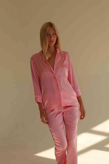 Aria’s Closet Saten Pijama Takım Düğmeli Pembe