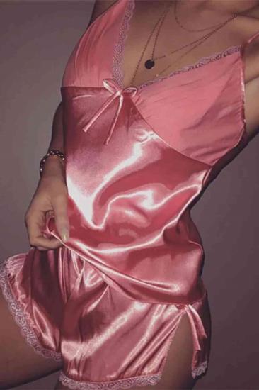 Aria’s Closet Dantel İşlemeli Saten Sortlu Pijama Takım Pembe