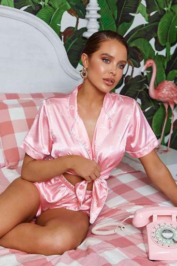 Aria’s Closet Baskılı Özel Tasarım Saten Şortlu Pijama Takım Pembe