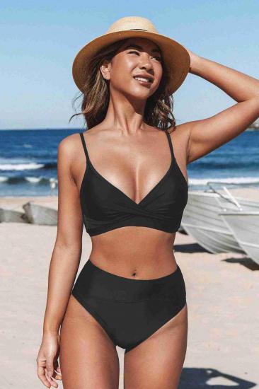 Aria’s Closet Özel Tasarım Önden Çarpraz Bikini Üstü Siyah