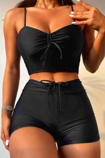 Aria’s Closet Önden Ayarlı Büzgülü Bikini Üstü Siyah