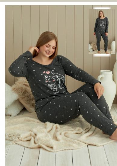 Aria’s Closet Kedi Desenli Büyük Beden Pijama Takımı