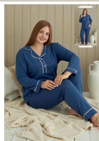 Aria’s Closet Büyük Beden Düğmeli Pijama Takımı